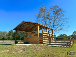 Graceful 20x20 horse stall pole barn for equestrian comfort.