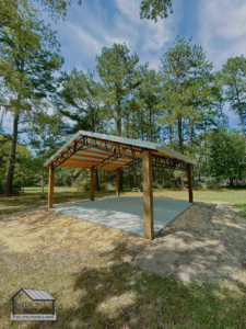 Sturdy 20x20 pole barn on a durable concrete slab.