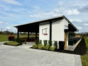 Inviting entrance to the custom commercial pole barn at Southern Dunes Golf and Country Club in Haines City, FL.